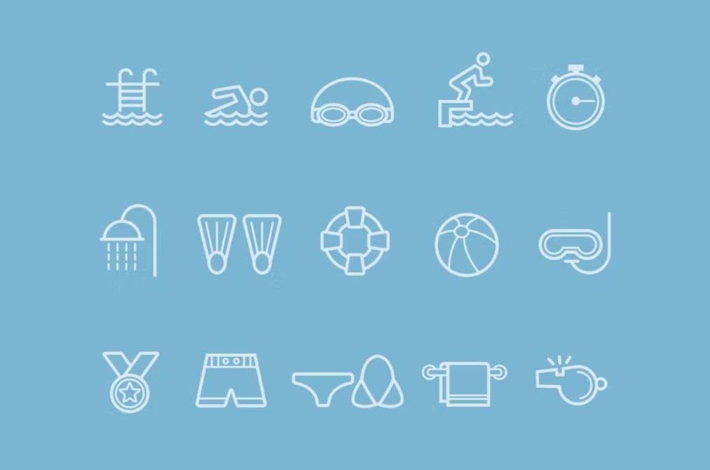 Swimming Themed Icons Set