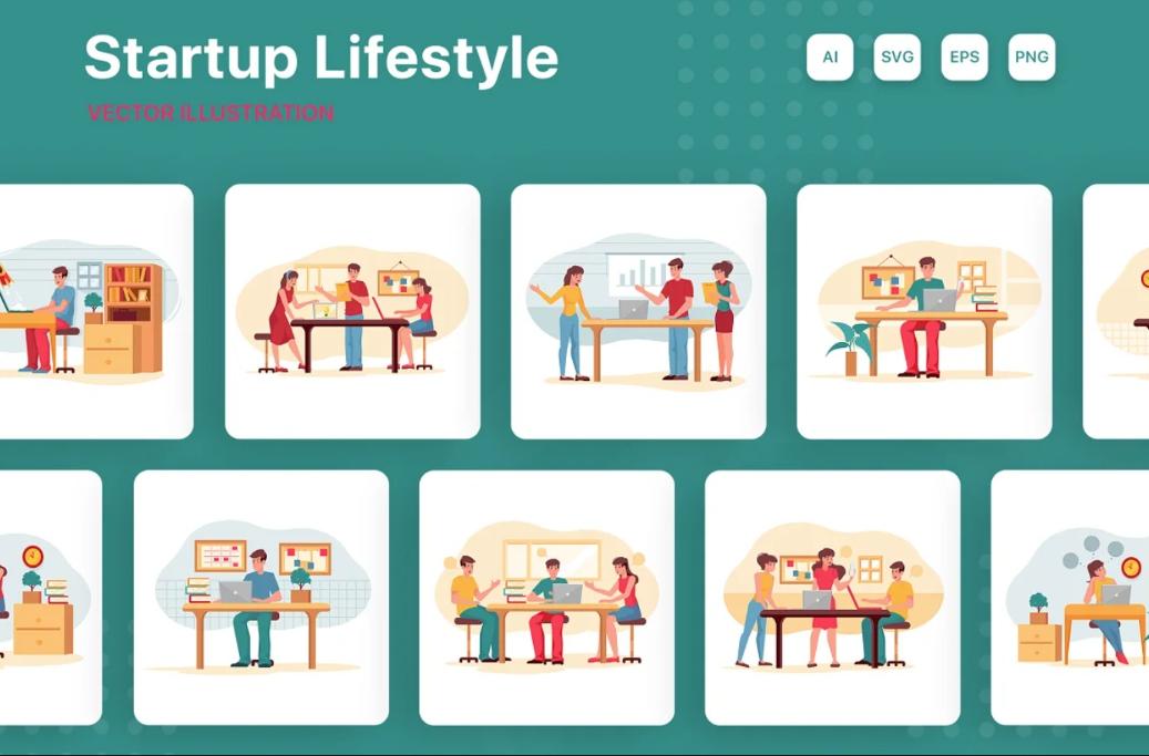 Unique Illustrations for Startup Presentation