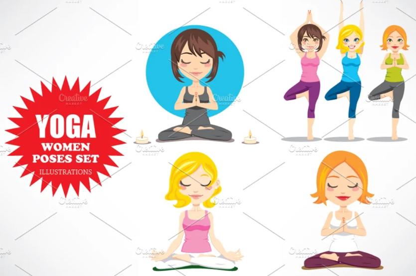 Yoga Women Poses Set