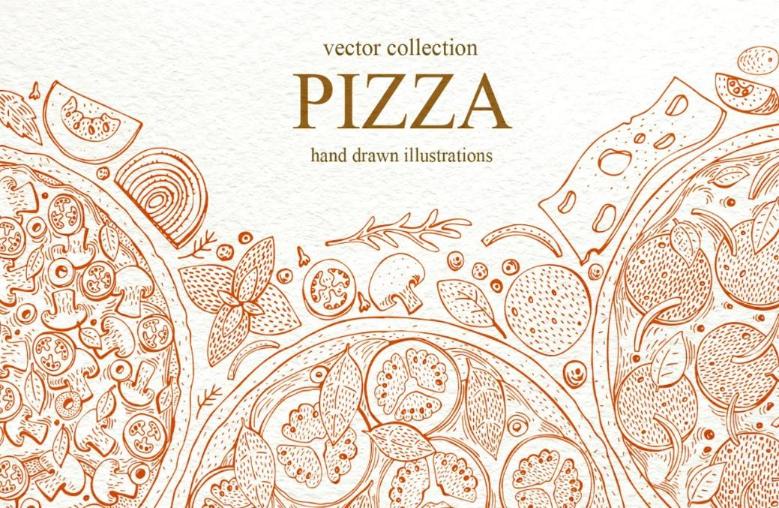 hand Drawn Pizza Vector Illustrations