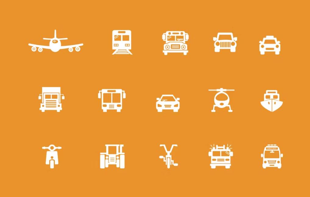 15 Travel Modes Symbols