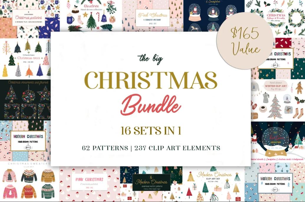 16 Unique Christmas Illustrations Bundle