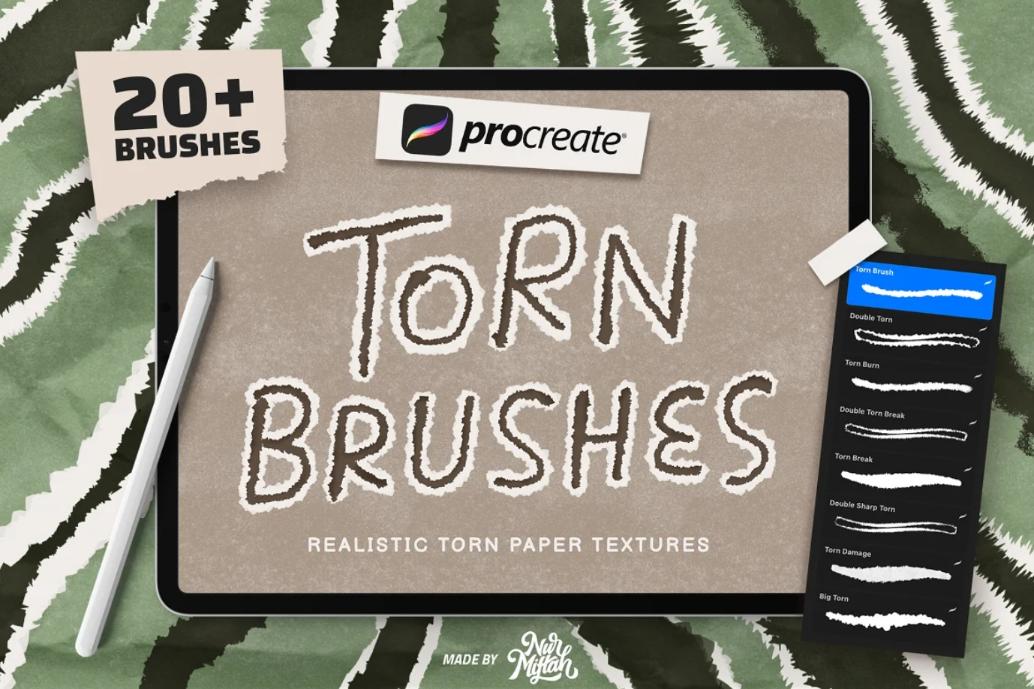 20 Torn Paper Edge Brushes Procreate