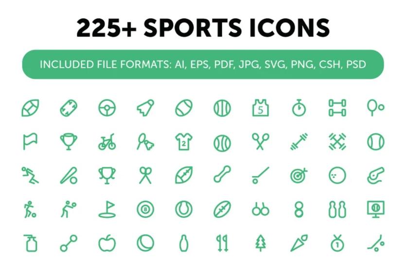 225 Sporty Vector Icons Set