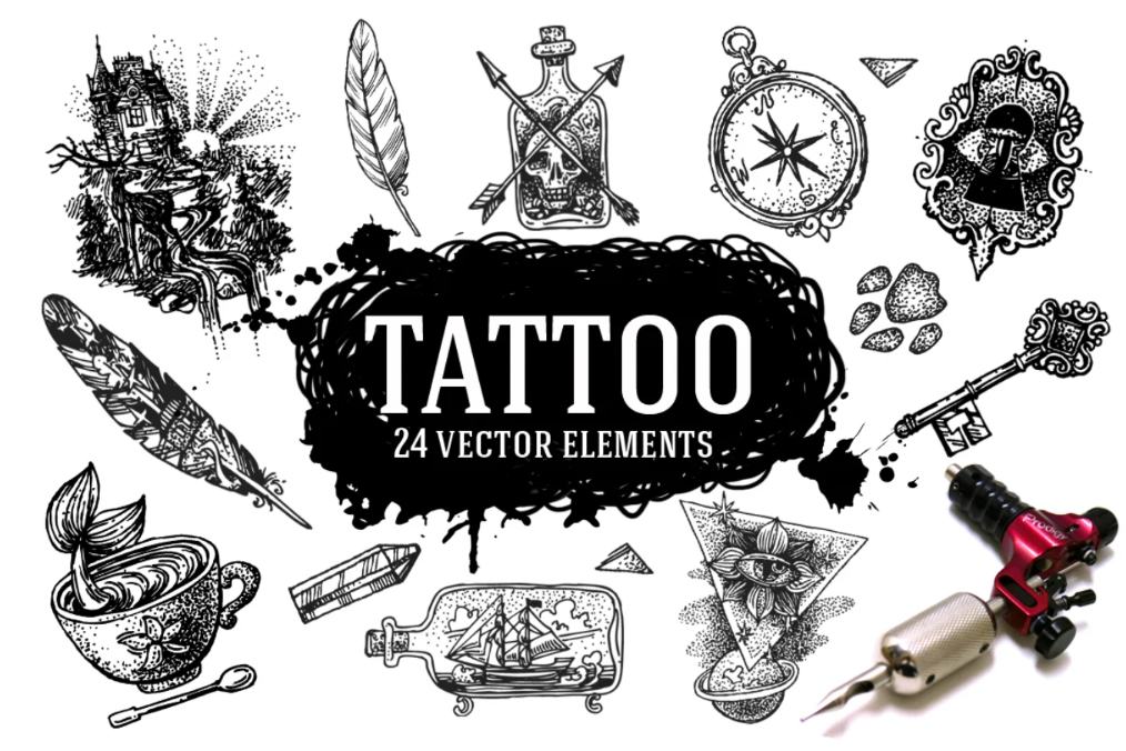 24 Unique Tattoo Vector Elements