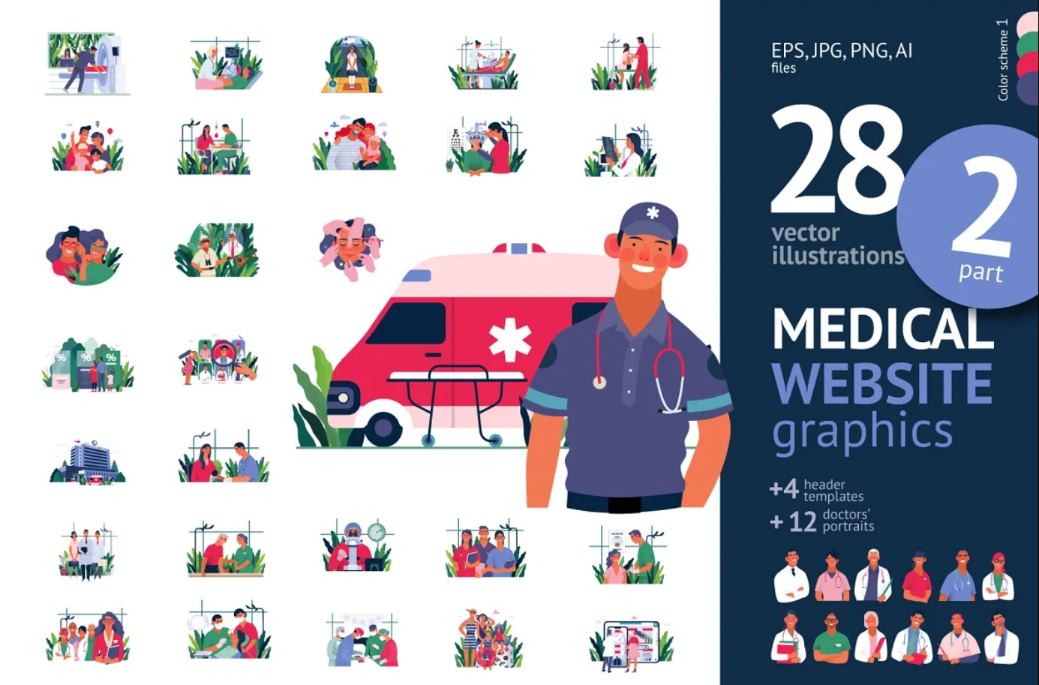 28 Medical Website Illustrations Set
