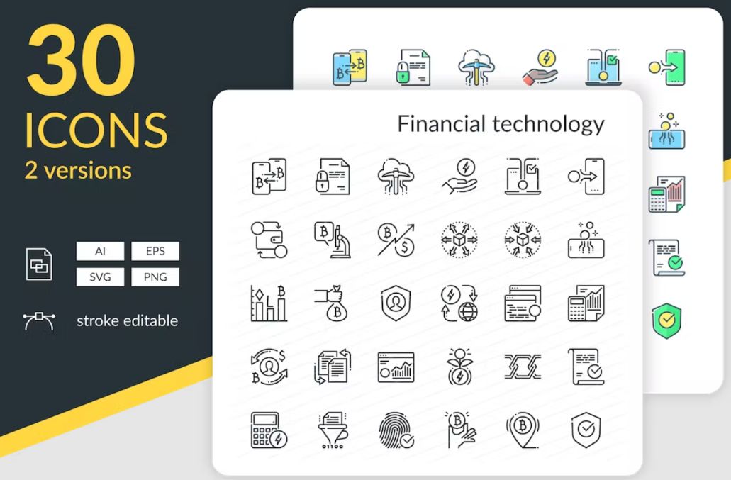 30 Financial Technology Icons