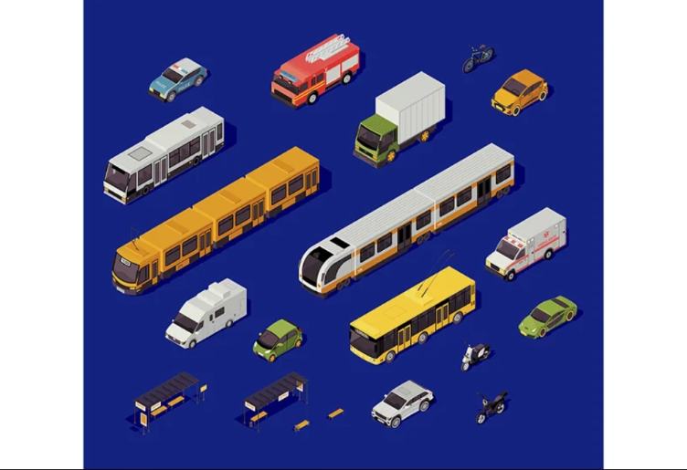3D Transport Illustration Set