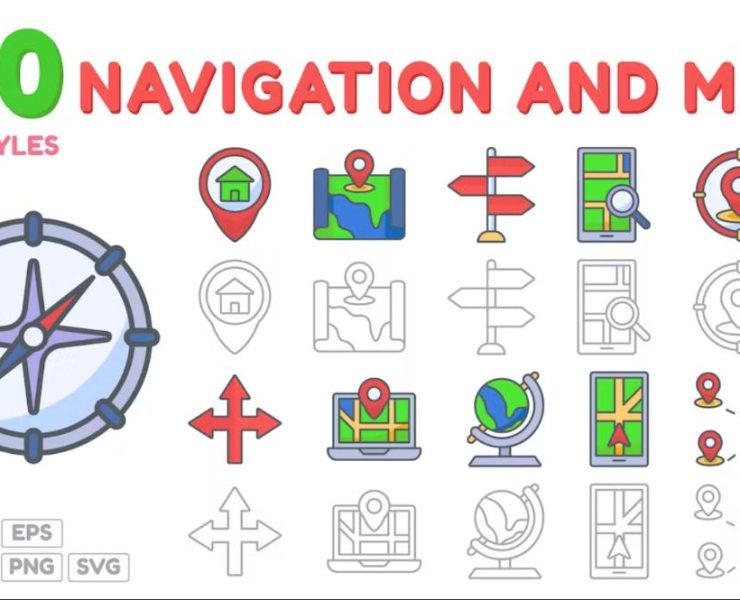 15+ Map Navigation Icons PNG AI Download