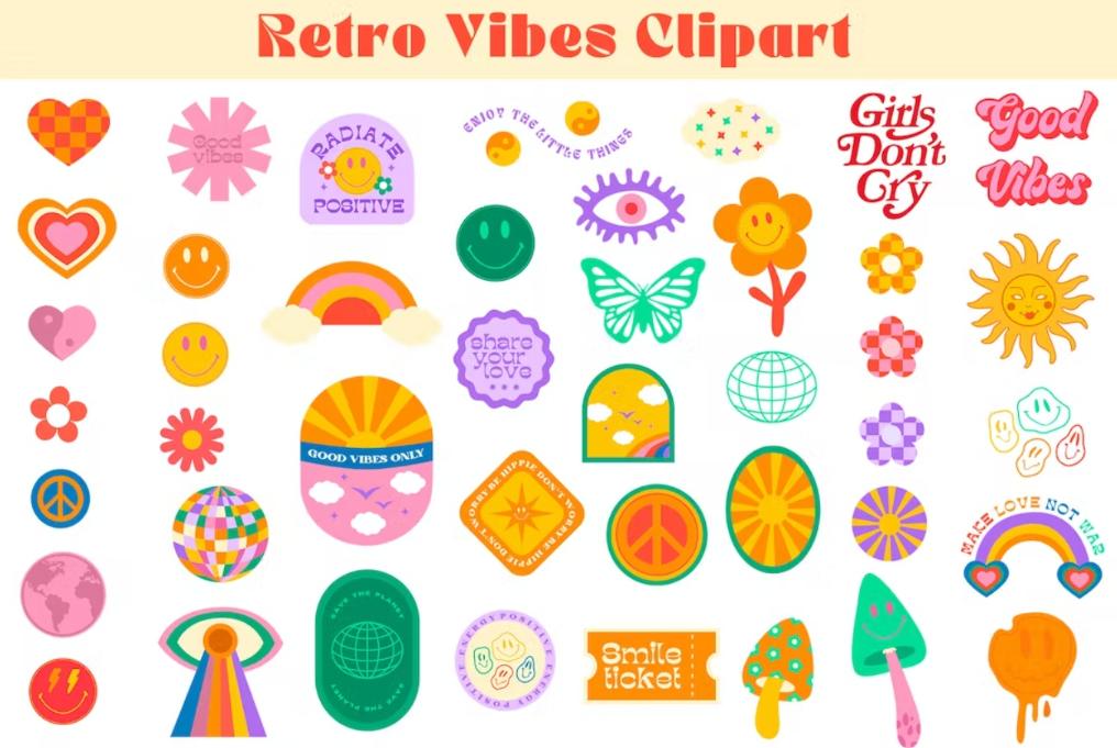 70s Retro Vibes Cliparts