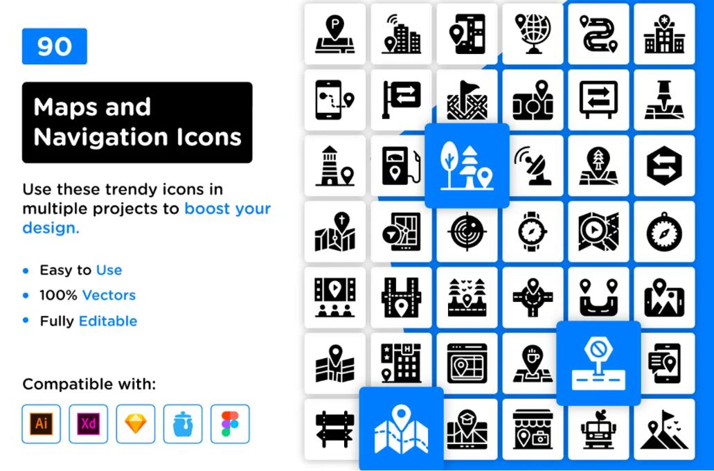 90 Fully Editable Icons Set