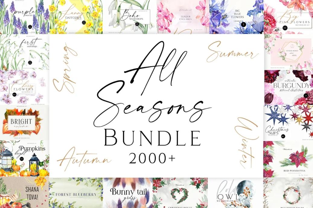 All Seasons Vector Illustrations Bundle