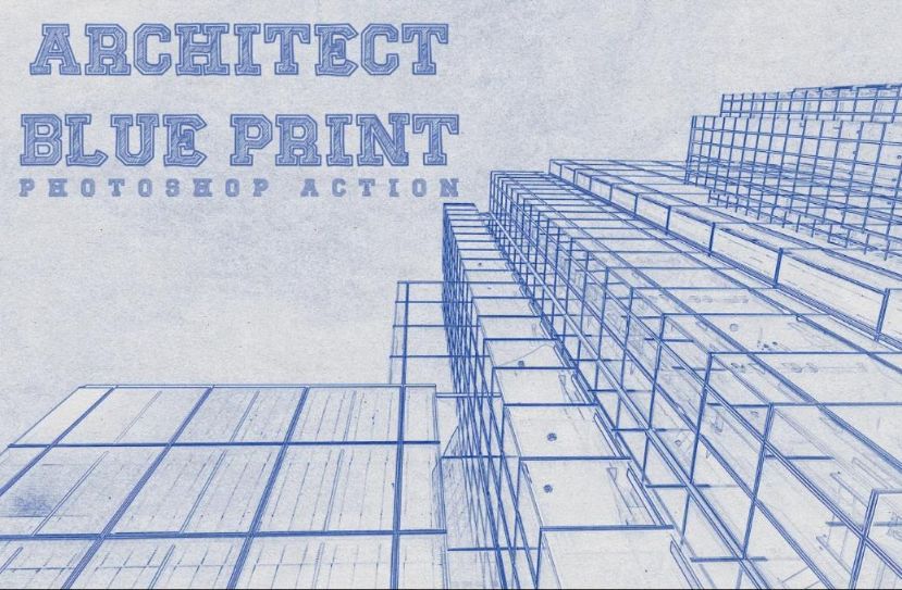 Architect Blue Print Photoshop Action
