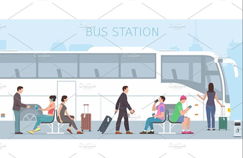 Bus Station Illustration Design
