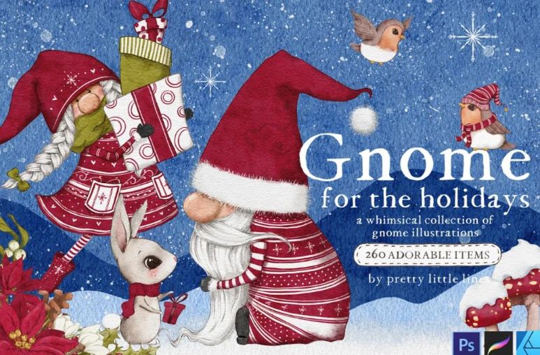 Christmas Gnomes Illustrations Set