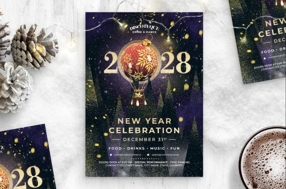 Christmas and New Year Party Flyer