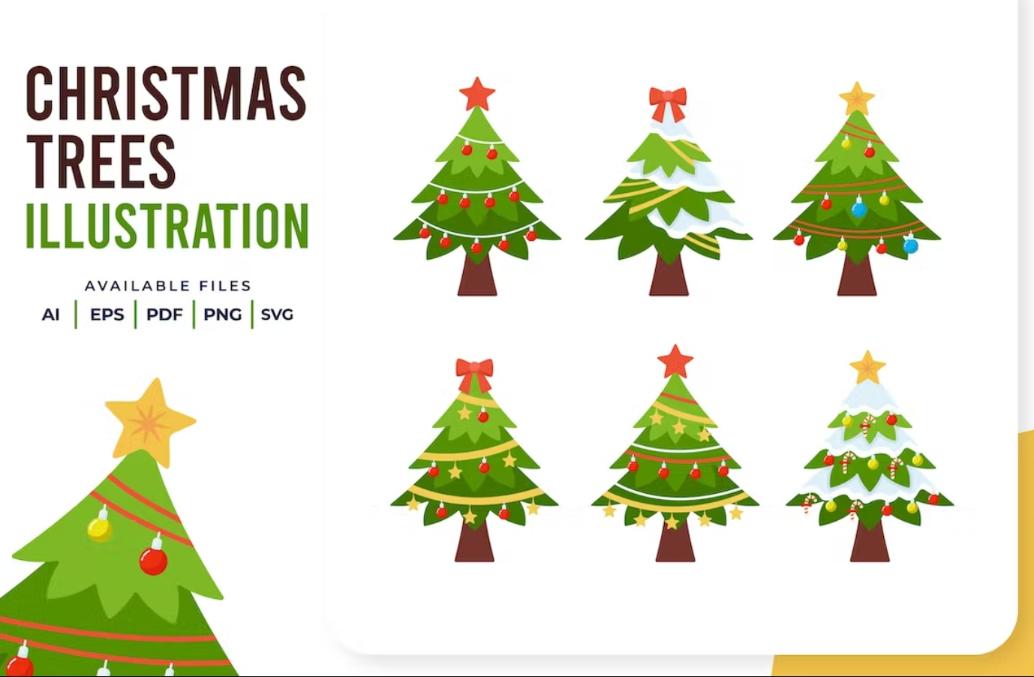 Colorful Christmas Tree illustration Design