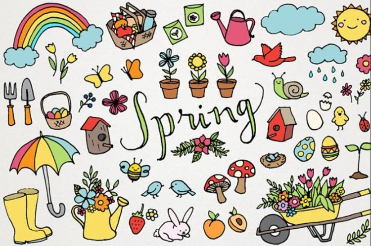 Colorful Spring Vector Cliparts