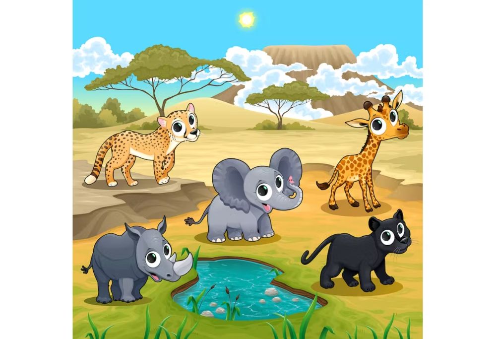 Cute Wild Animals Illustration