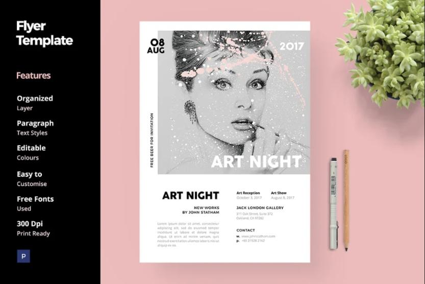 Editable Art Night Flyer Template