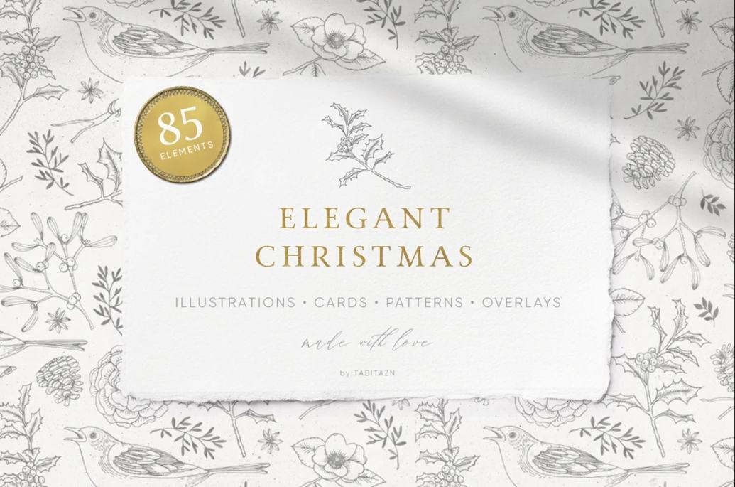 Elegant Christmas Illustrations Set