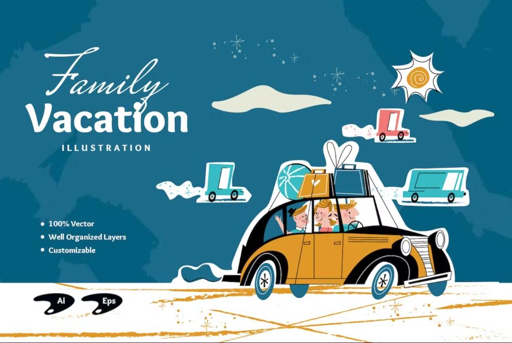 Family vacation Illustration Design