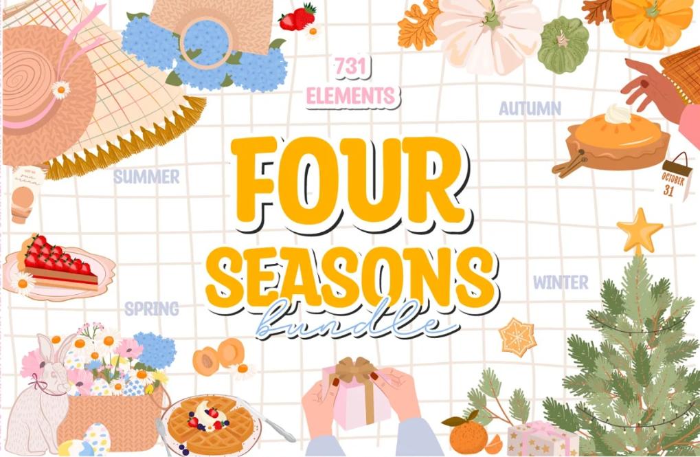 Four Season Illustrations Set