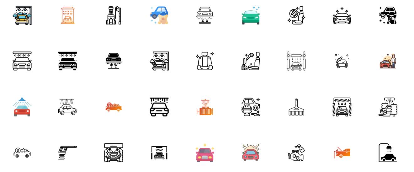 Free Car Wash Icons Set