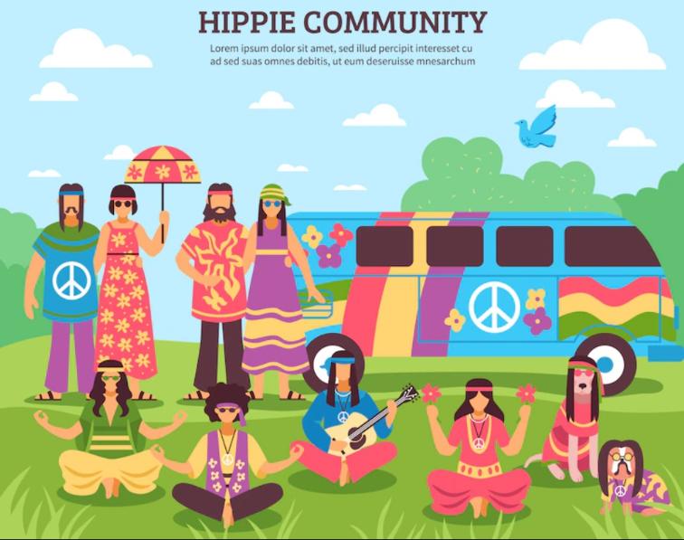 Free Hippie Community Illustrations