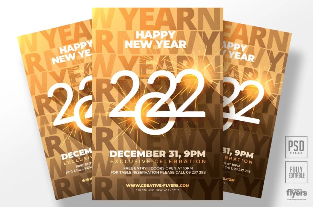 Golden New Years Eve Poster
