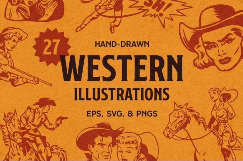 Hand Drawn Western Illustration Designs