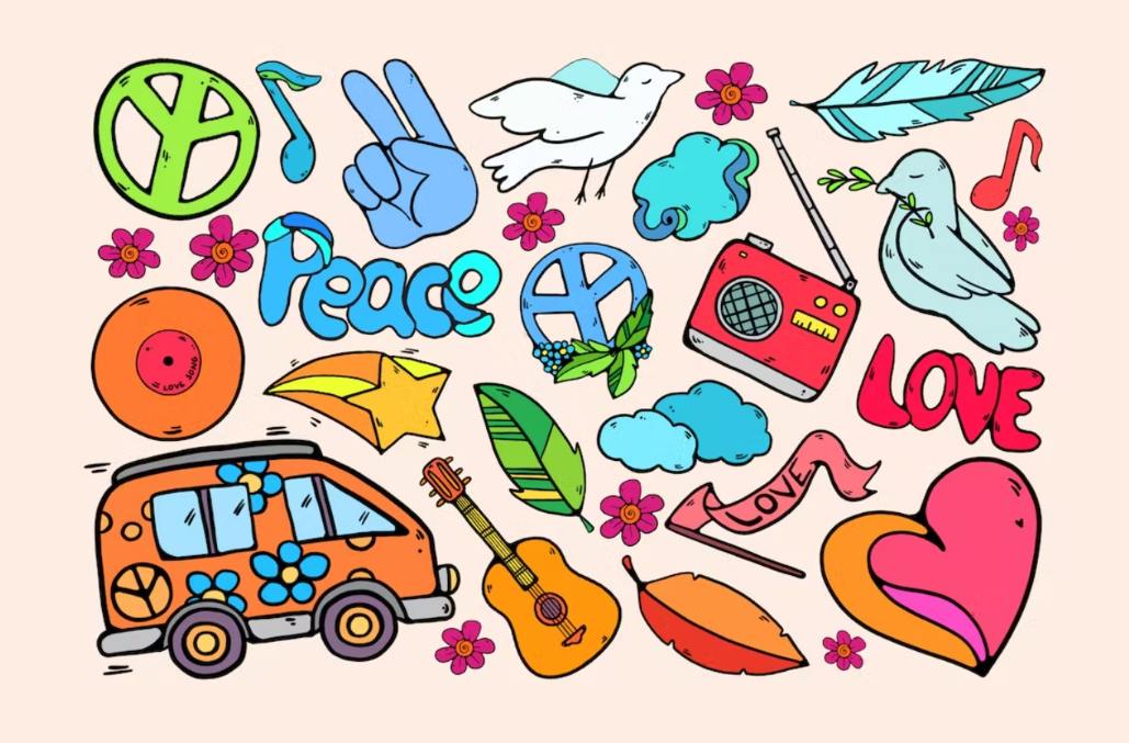 Hippie Paradise Cliparts Set