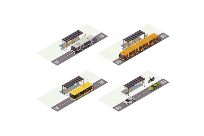 Isometric City Transport Illustratiions