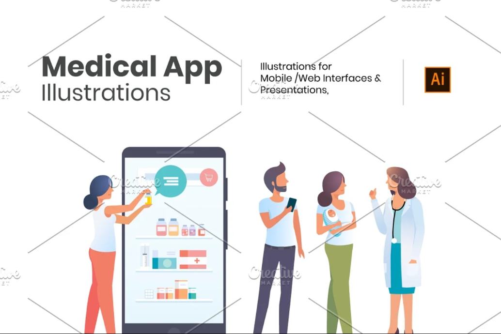 Medical App Illustrations Set