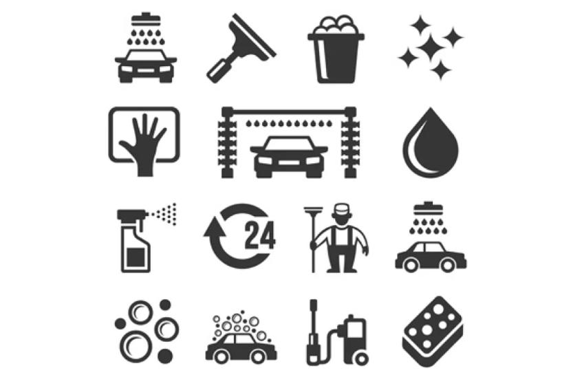 Minimal Car Wash Icons Set