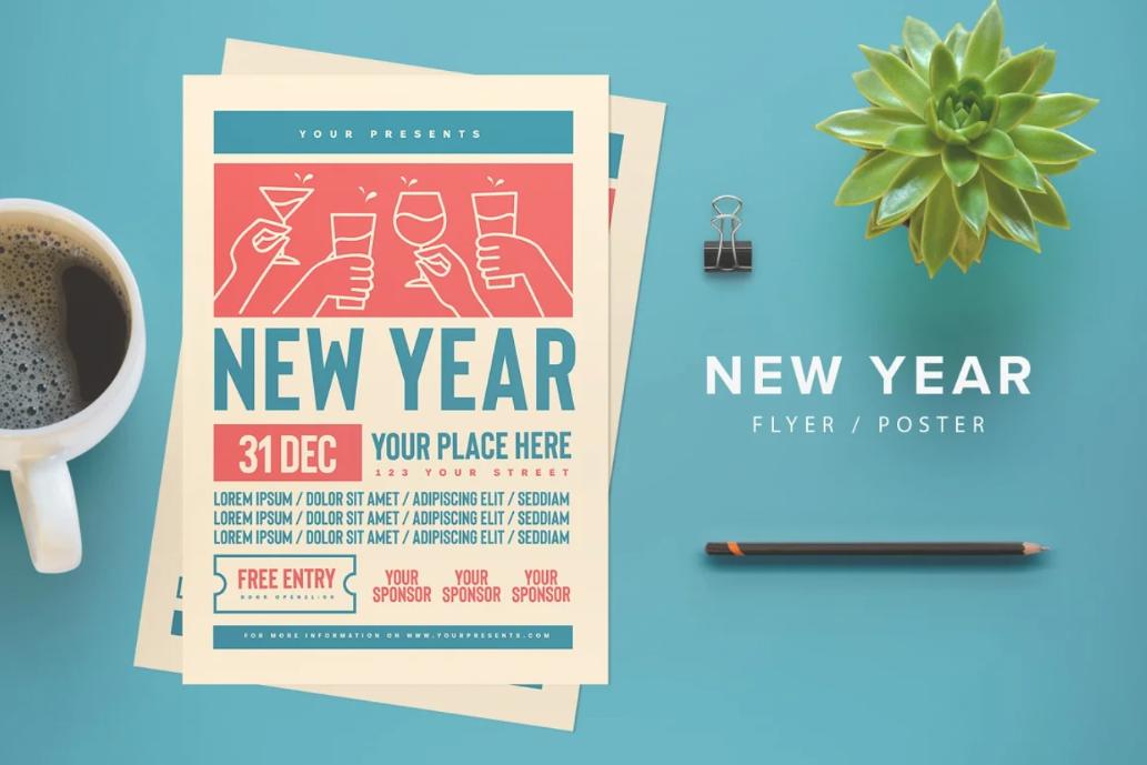 Minimal New Year Poster Template