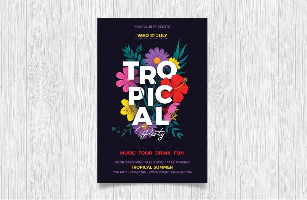 Minimal Tropical party Flyer Template