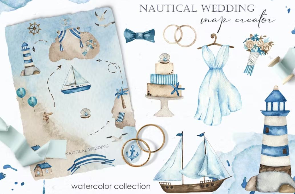 Nautical Wedding Map Creator Kit
