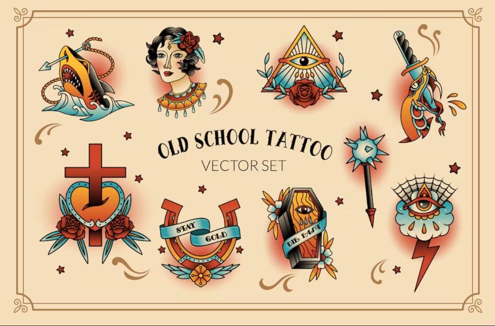 Old Scholl Tattoo Vector Set