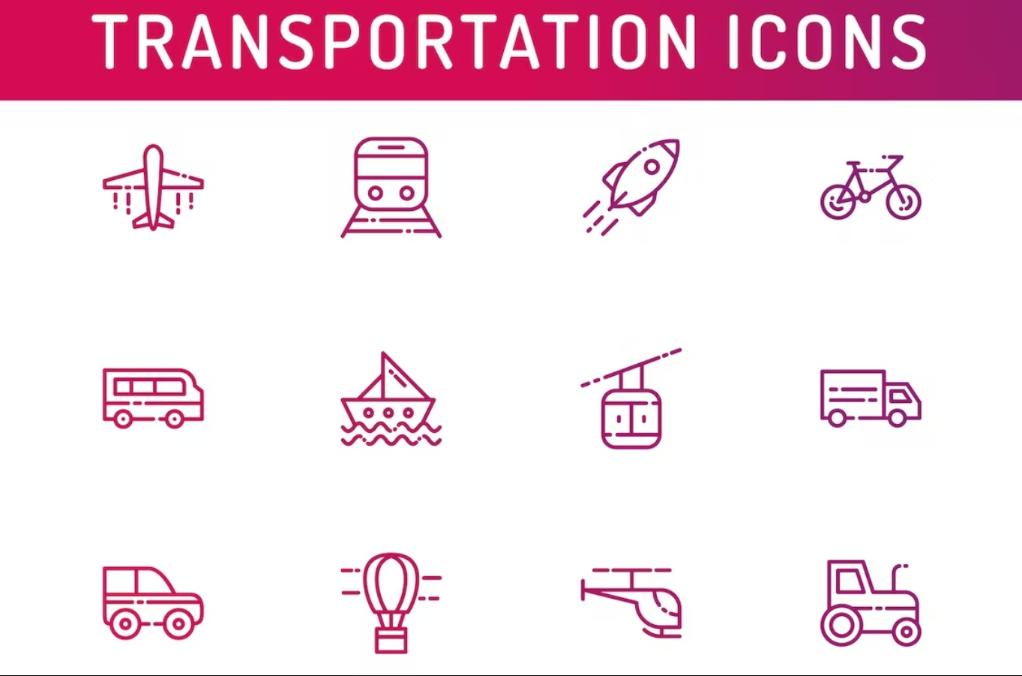 Outline Transportation Vector Symbols