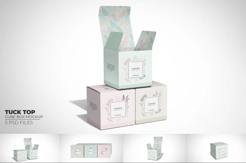 Photorealistic Cube Box Mockup PSD