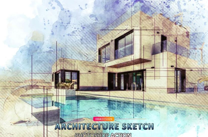 Professional Building Sketch Effect