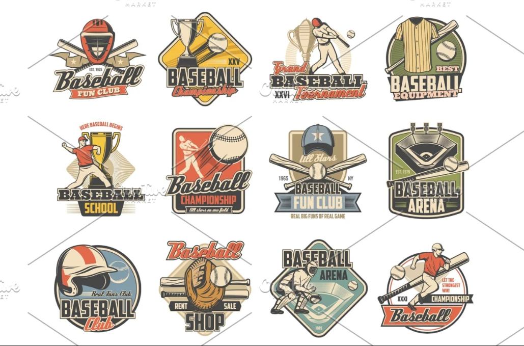 Retro Baseball Team Illustrations
