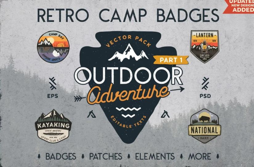 Retro Camp Badges Set