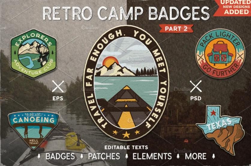Retro Camp Badges and Emblems