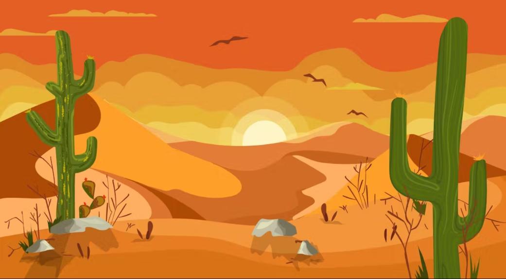 Sunsetin Desert Illustration Background