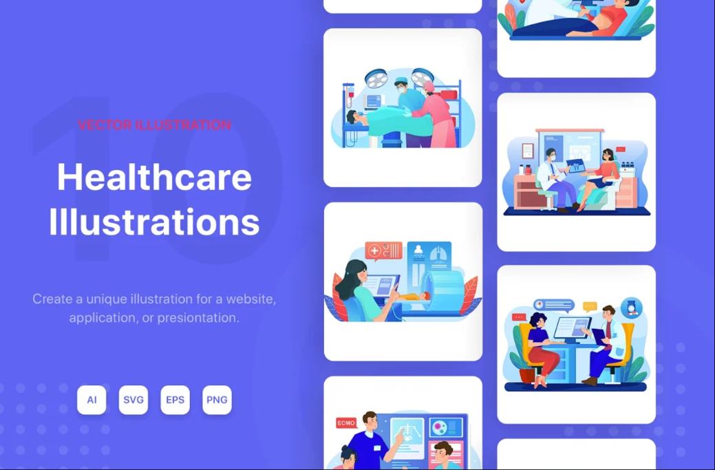 Unique Healthcare Illustrations Set