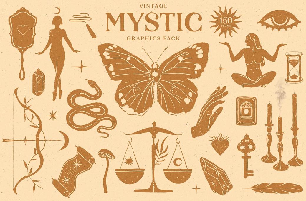 Vintage Mystic Illustrations Set