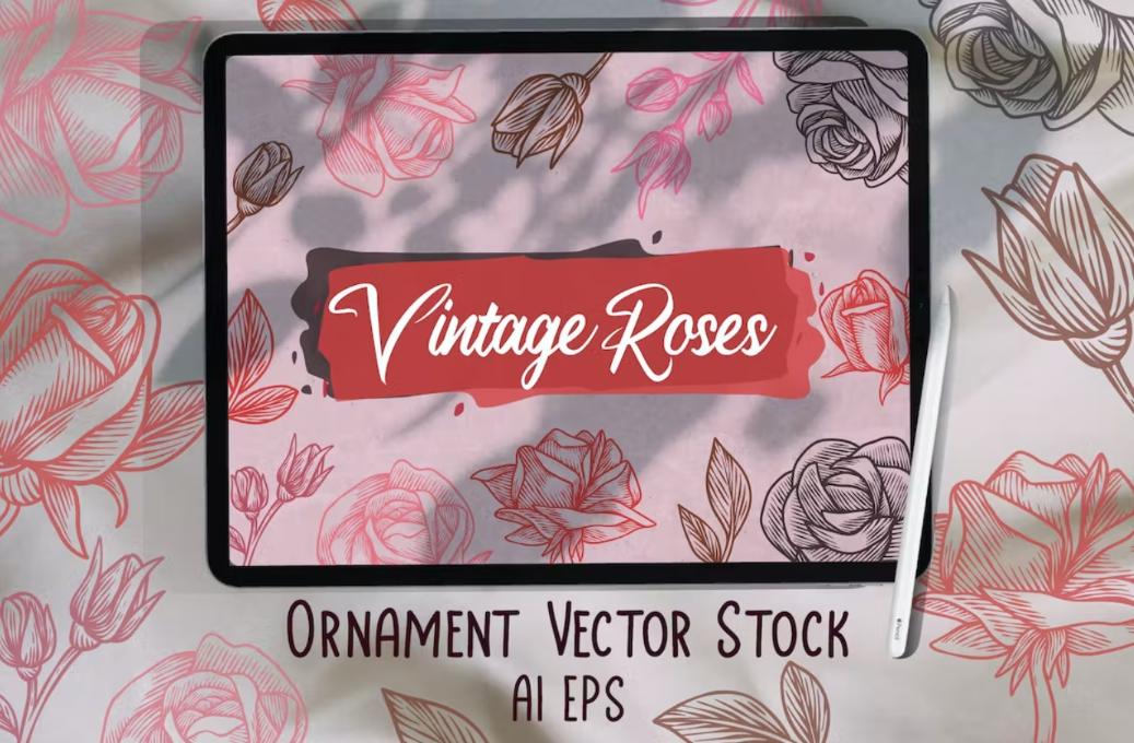 Vintage Roses Vector Set