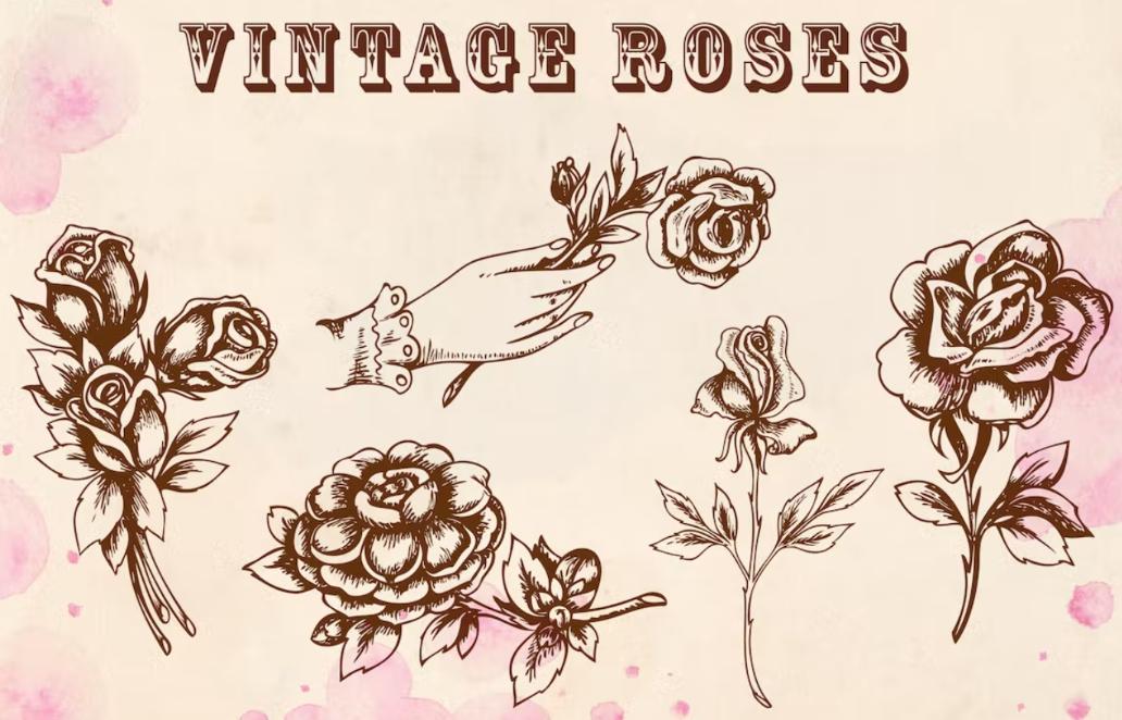 Vintage Style Roses Set